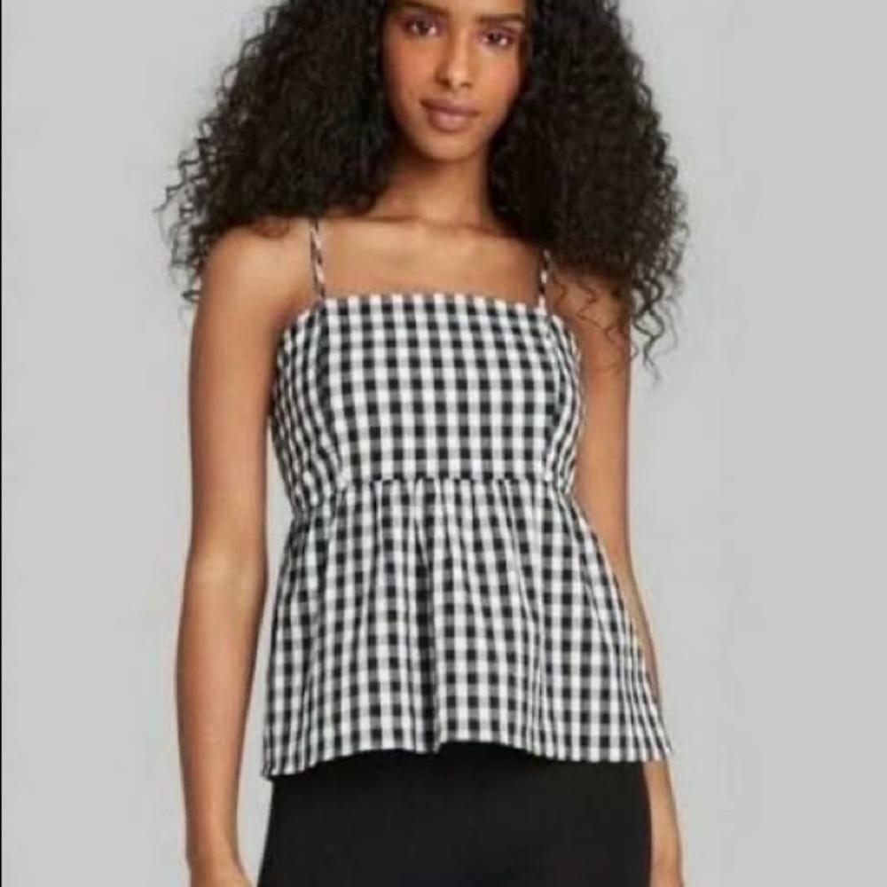 Plaid Gingham Peplum Tank Top